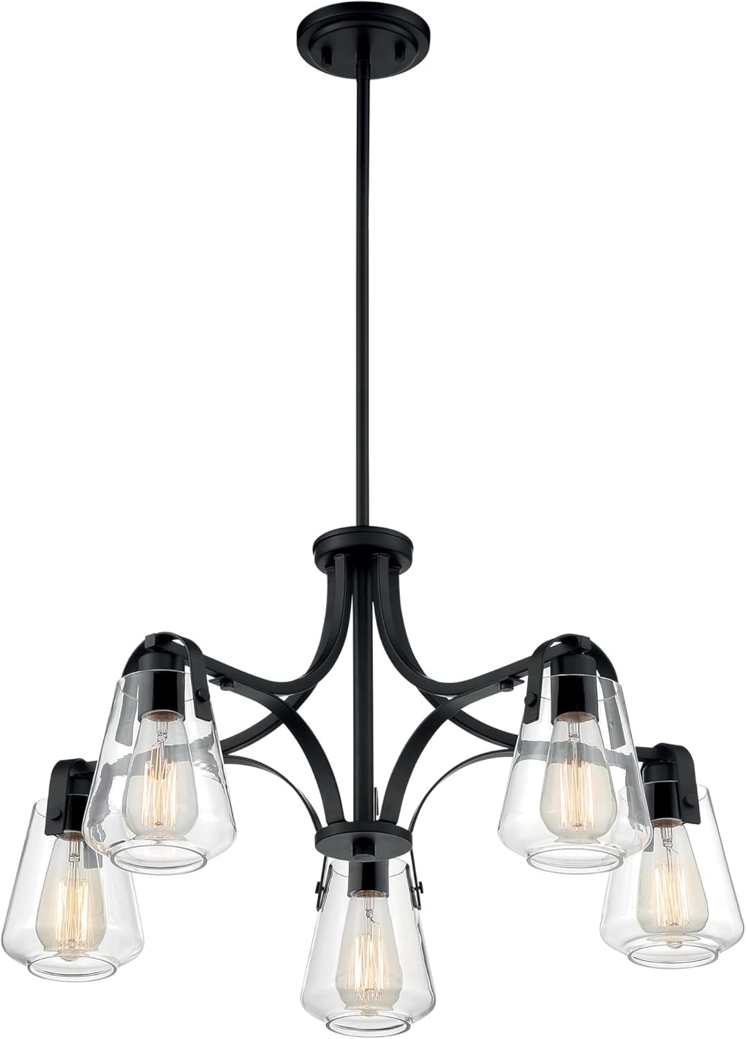 NUVO 60/7105 Skybridge 5 Light Chandelier Fixture, Matte Black