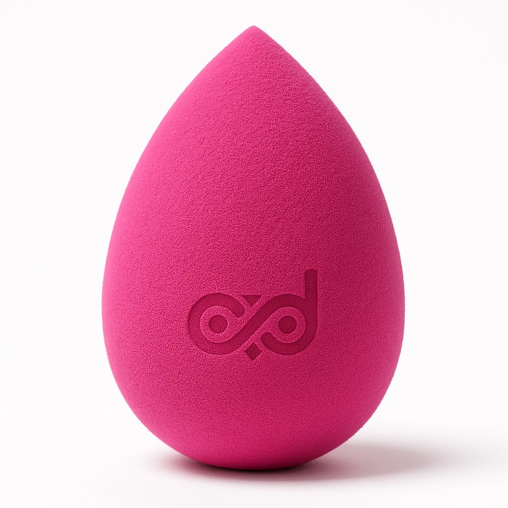 Spugna per trucco rosa senza lattice, ideale per miscelare fondotinta liquidi, polveri e creme, per un'applicazione senza striature, vegana e cruelty-free
