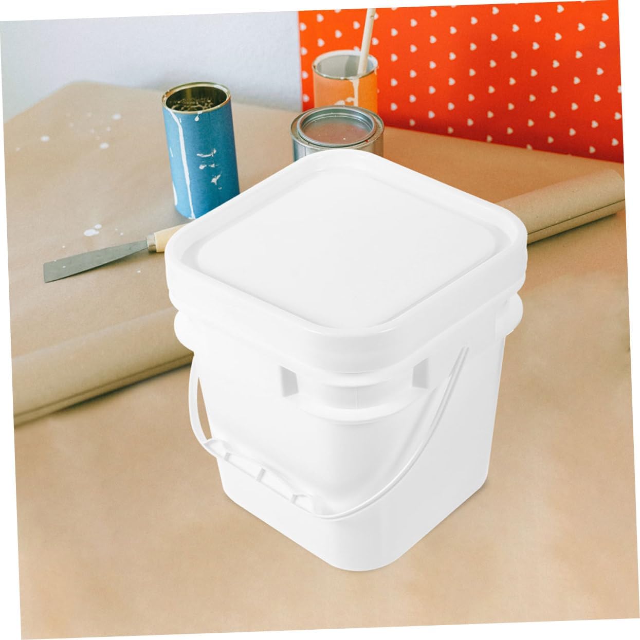 2pcs Square Paint Buckets with Lid Ergonomic Handle for Easy Carrying Material Compact Design for Paint Storage for Use