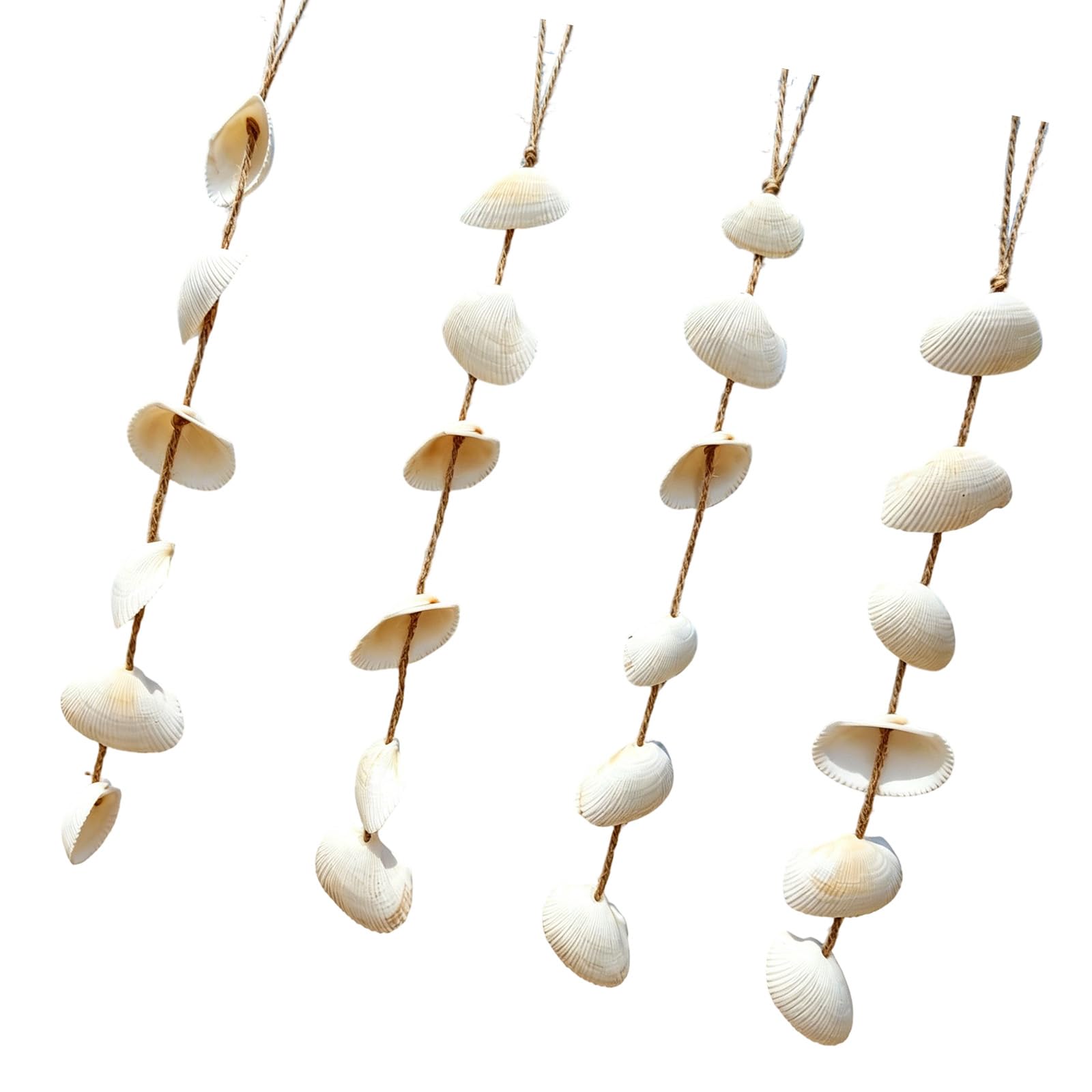 Oxxggkao Natural Seashells Wind Chimes 4Pcs Coastal Wall Art Hanging Pendants Decorative Ornaments for Indoor Window Decors Coastal Homes Decoration