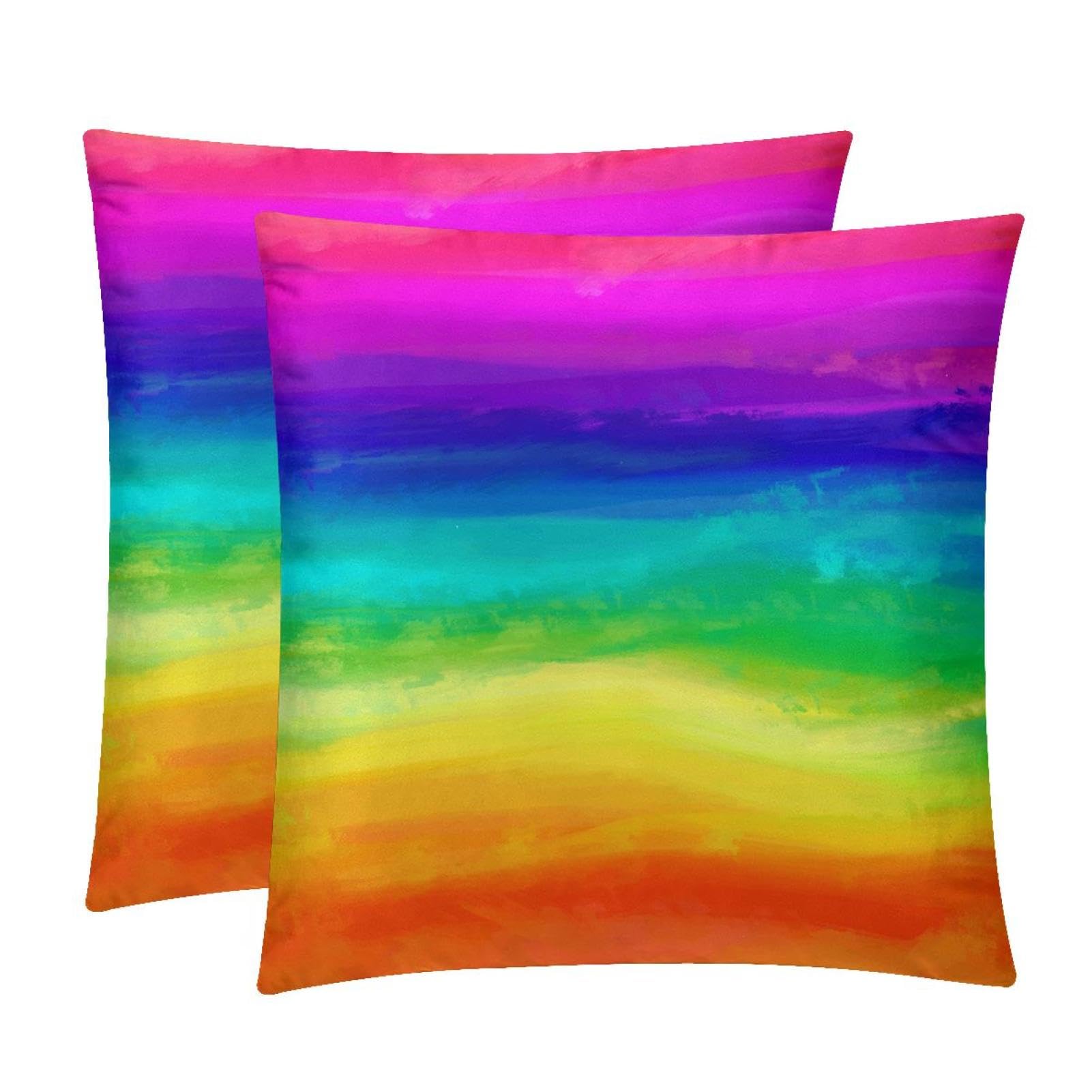 TDGKPZ Colorful Throw Pillow Cases 2 Pack Pillowcases Zipper Cushion Covers For Bedroom Living Room 40x40cm