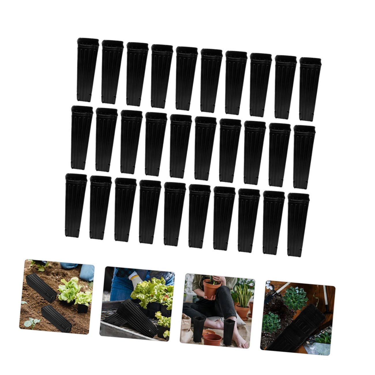 TEHAUX Lot de 60 Pots pour Semis D'arbres en Plastique Noir PP Perméabilité à l'eau et Protection des Racines pour Jardinage et Culture de Légumes
