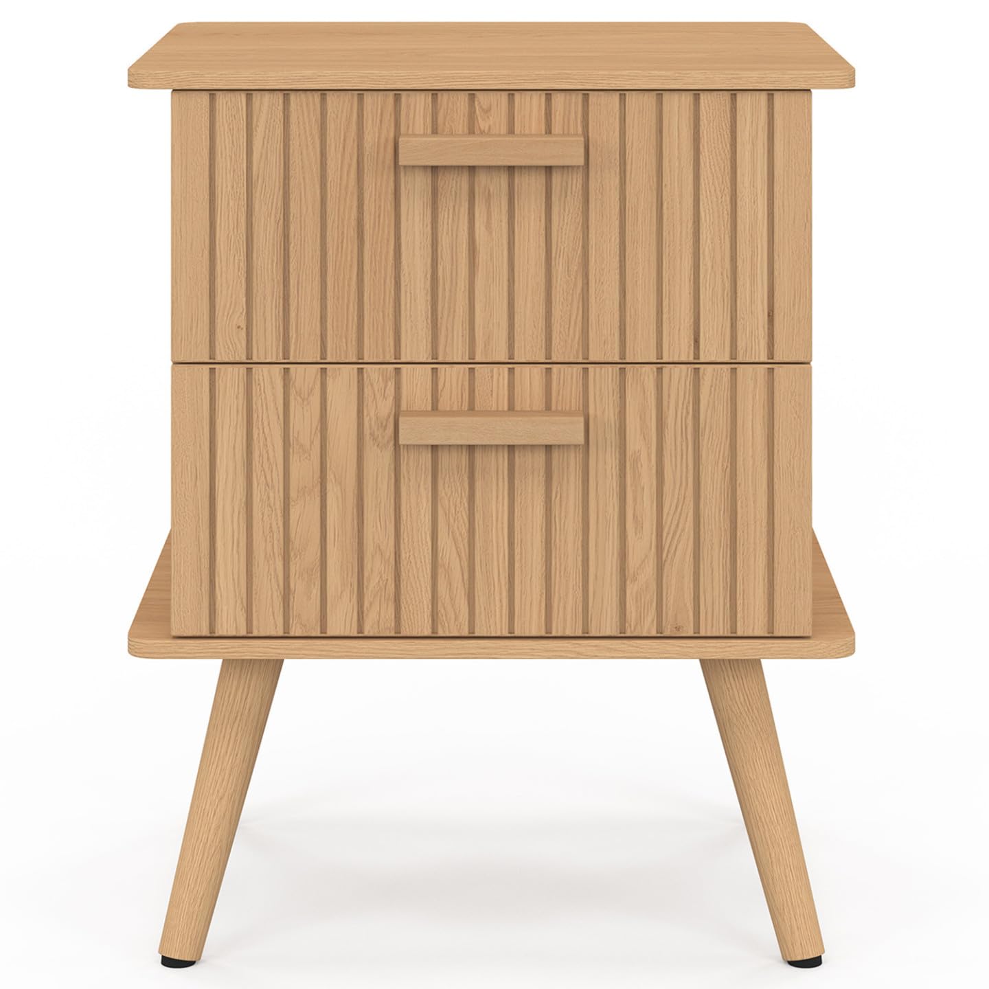 IDMarket – Juego de 2 mesitas de noche Juliette con 2 cajones, efecto listones de madera