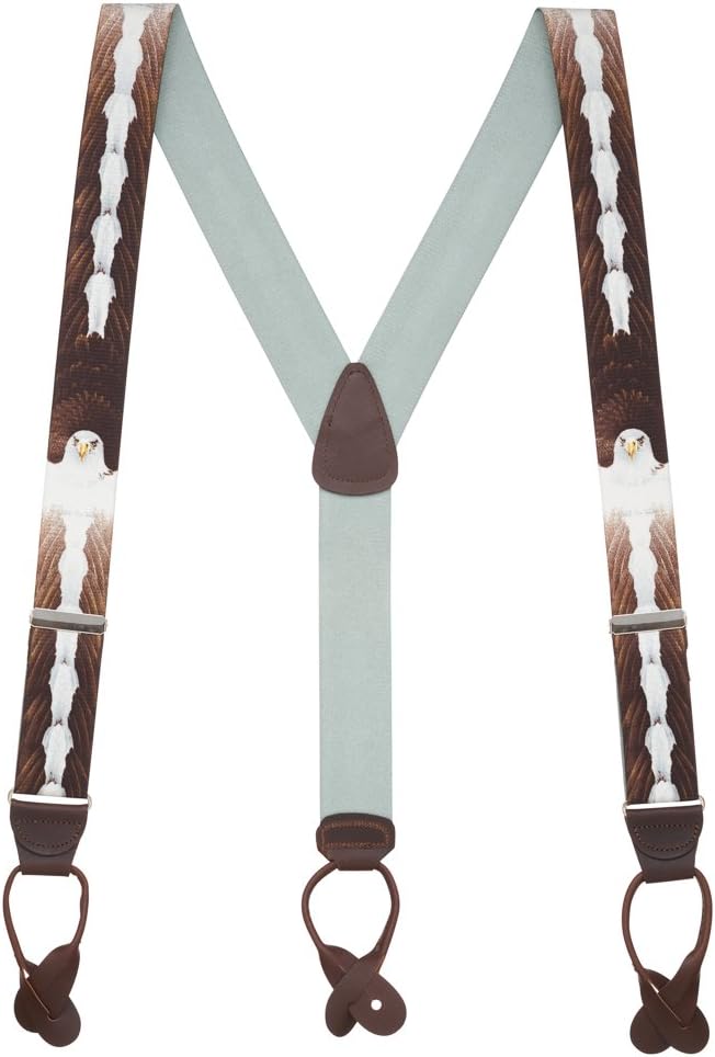 Eagle Suspenders - 1.5-Inch Wide Elastic - BUTTON - 3 Sizes