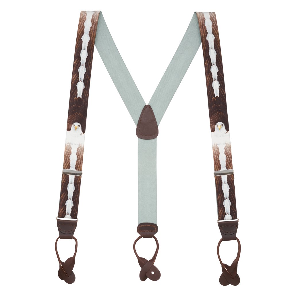 Eagle Suspenders - 1.5-Inch Wide Elastic - BUTTON - 3 Sizes