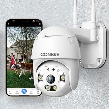 Conbre UltraXR 2MP Outdoor Smart WiFi Wireless IP CCTV Security Camera | Colored Night Vision | 2-Way Audio | Motion Track | Cruise Mode | Support 128 GB Micro SD Card Slot - image, photos