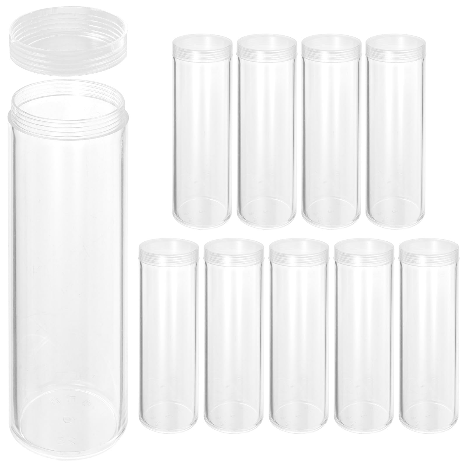 Tubos de plástico para monedas coleccionables con tapa pack de 10 piezas para numismática
