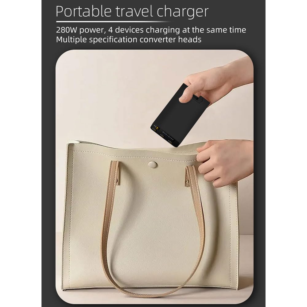 Chargeur Gan 280W avec écran OLED,4-Port GaN Type-C Adaptateur avec 3USB-C +1USB-A,PD 140W Chargeur Rapide,Chargeur Universel pour l'europe,Les États-Unis,l'Australie et Le Royaume-Uni（Noir）