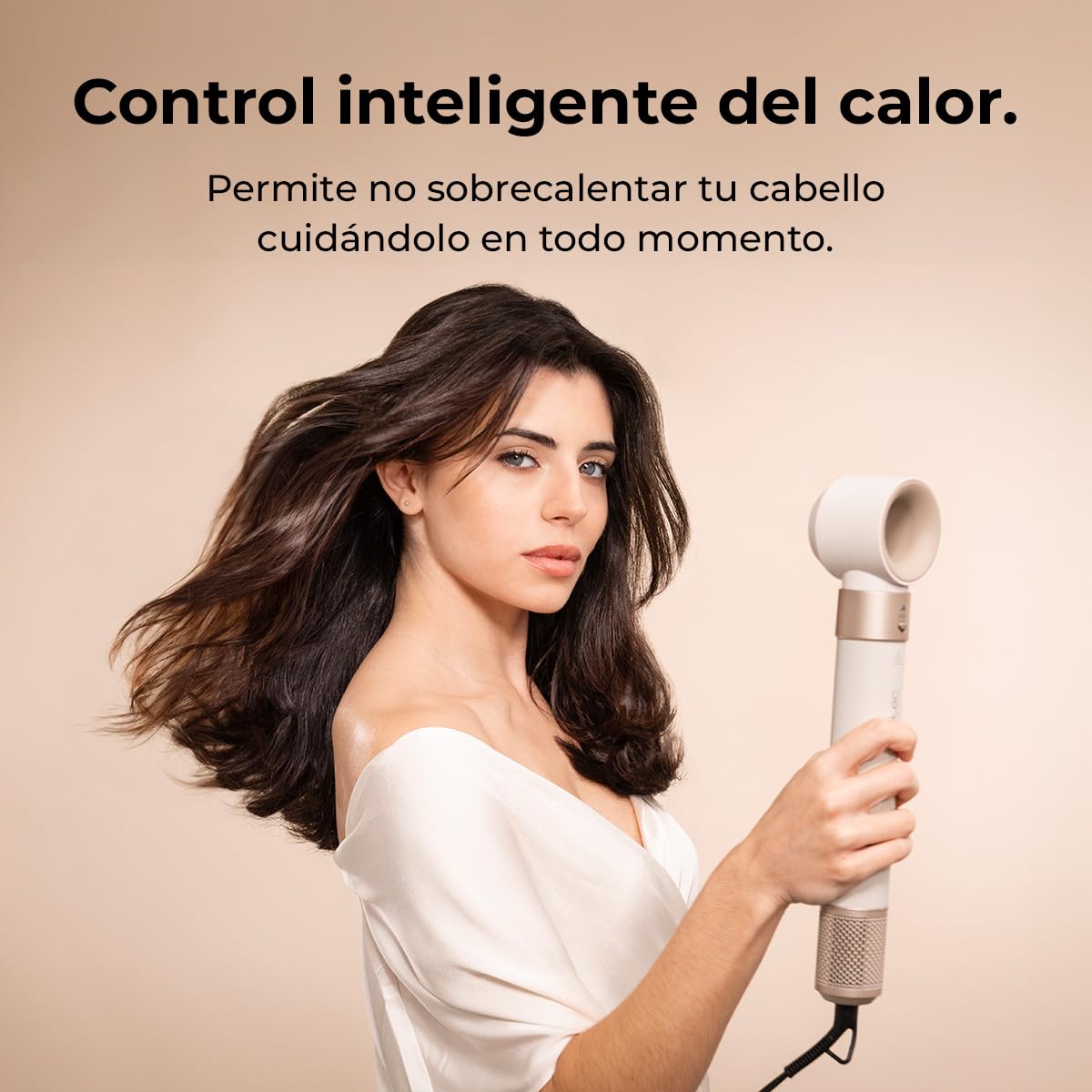 Cecotec Cepillo de Aire Secador Moldeador Alisador Multifunción 8 Cabezales CeramicCare AirGlam Champagne. 1400W, Tecnología Coanda, 3 Velocidades, 3 Temperaturas, Control Inteligente Calor, 110000rpm — view 7