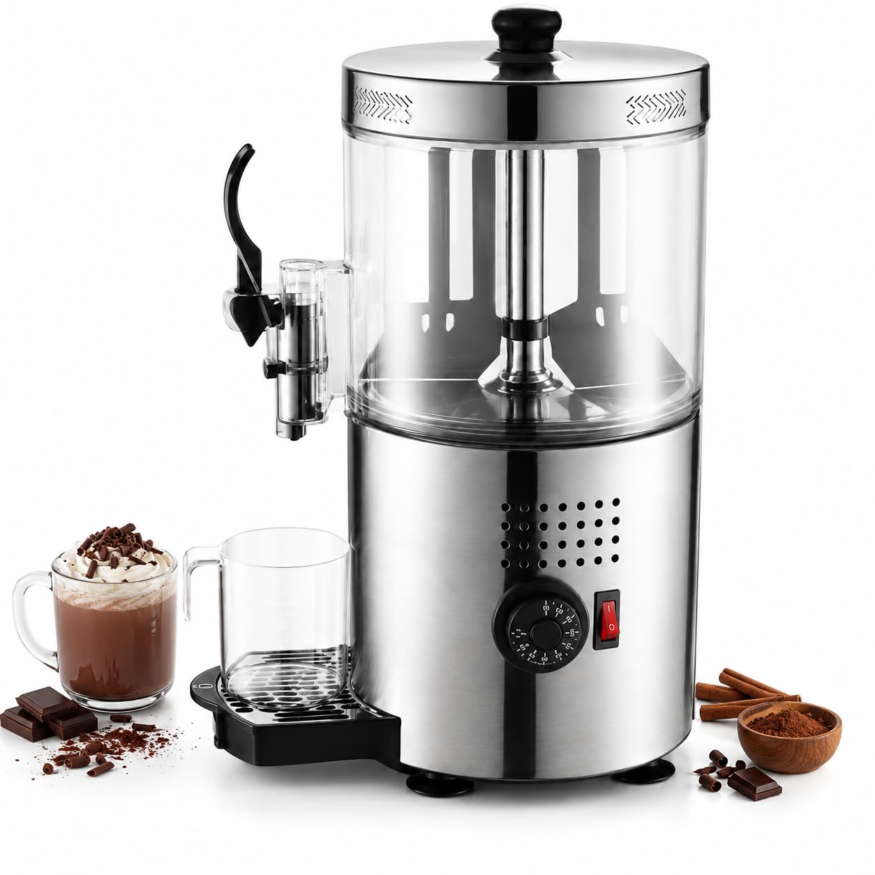 Dispensador Comercial de Chocolate Caliente, Duales Termostatos, Paletas