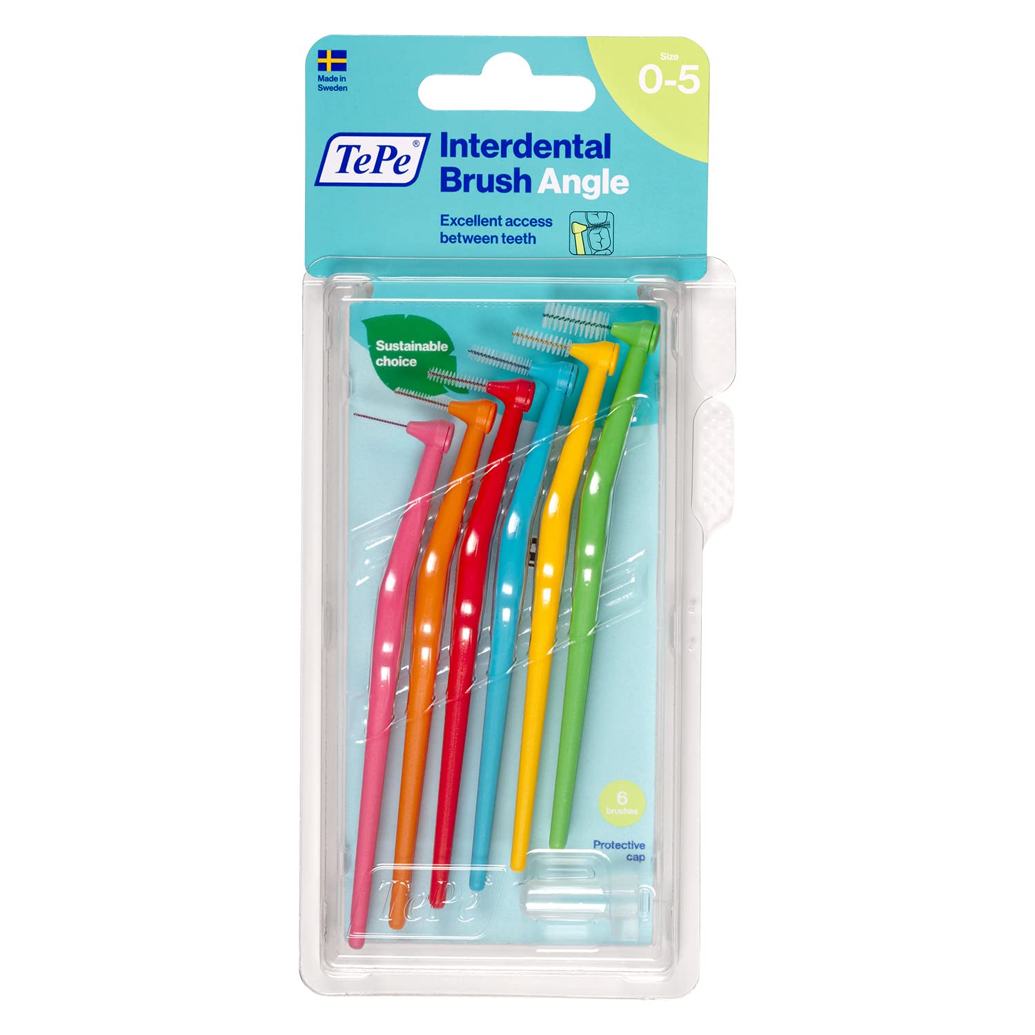 Pack of 6 Interdental Brush Angle, Angled Dental Brush for Teeth Cleaning, Multi Pack