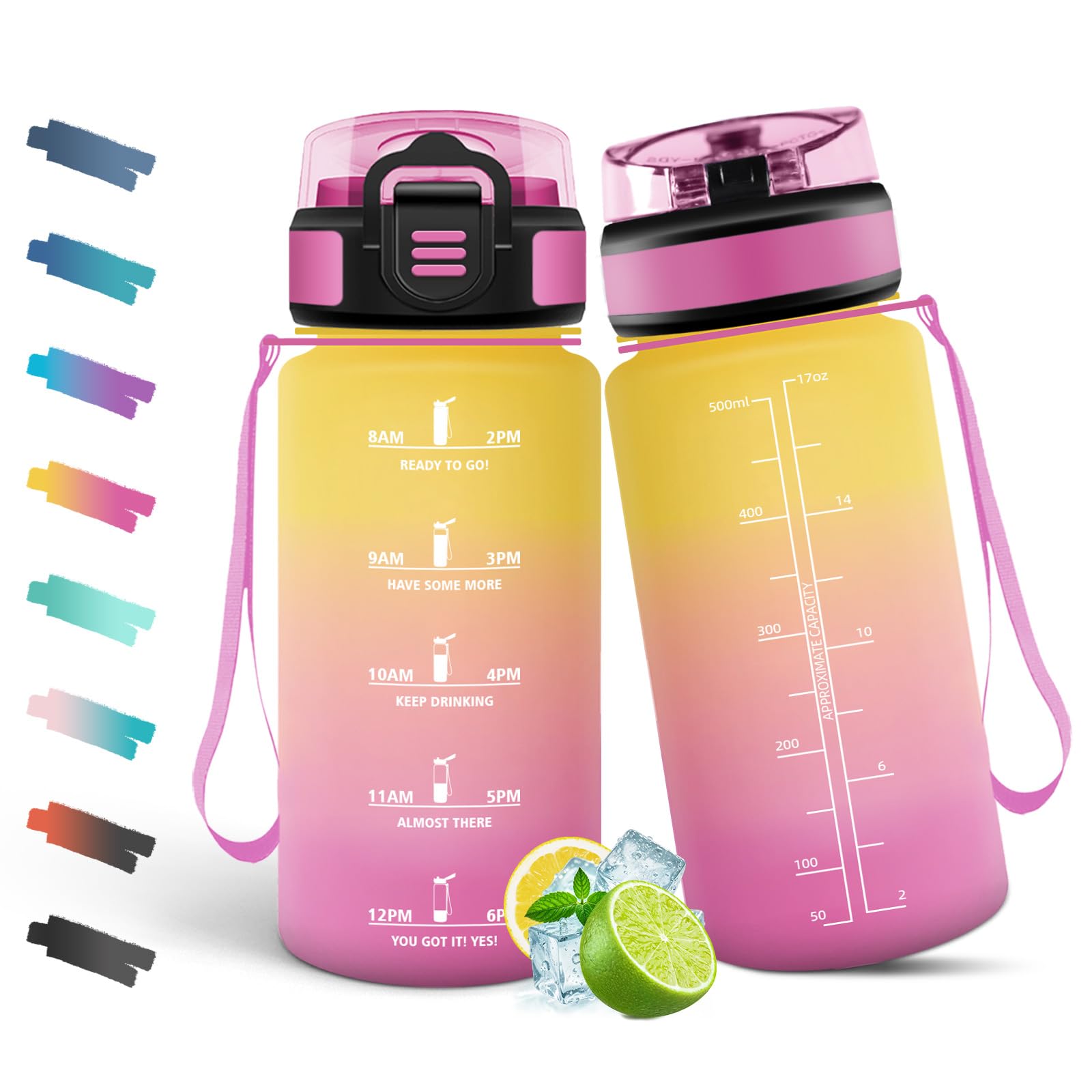Mulbijeo Botellas de Agua, 1 Litro BPA Free, Botella Gimnasio, con Escala de Tiempo Motivacional, Cantimplora, Reutilizable, Garrafa de Agua, Ideal para Escuela, Oficina, Deporte, Botella con Pajita — view 24