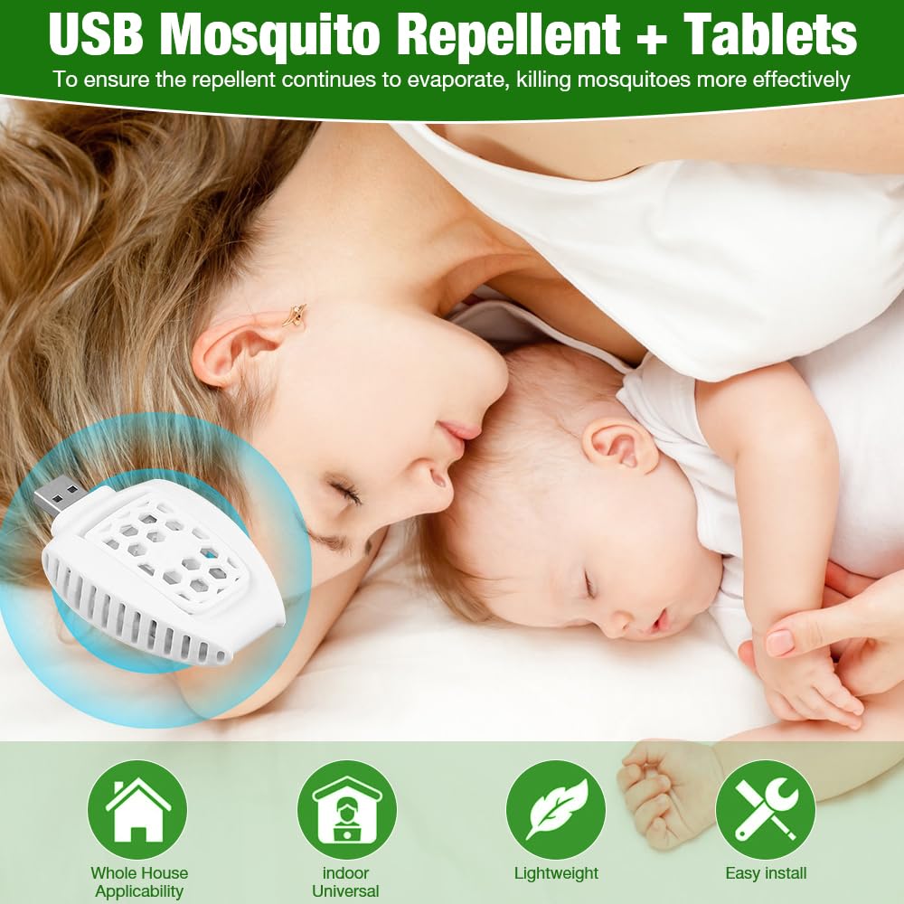 2 PCS USB Mosquito Repellent Plug In, Portable USB Mosquito Killer with 120 Repellent Tablets - Image 4