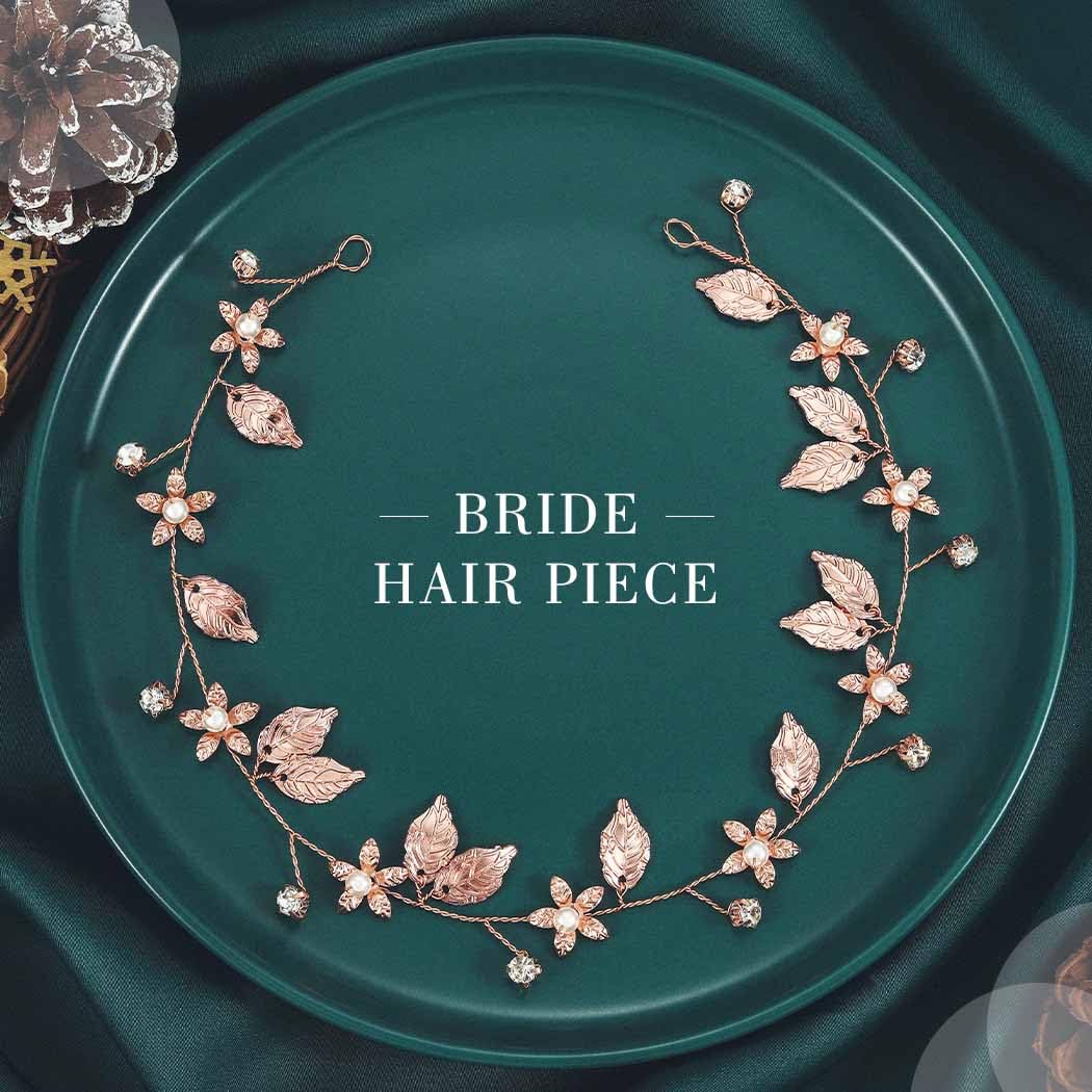 Yean Bride Haarreif, für Hochzeit, mit Blattgold, Brautschmuck für Frauen