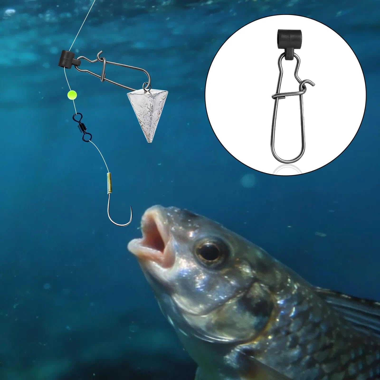 FishTrip Diapositivas de plomada para aparejos de pesca, 25 broches de bloqueo doble para línea de pesca, pesos resistentes, plomos, accesorios de conector de agua salada (mezcla de color_S#_100