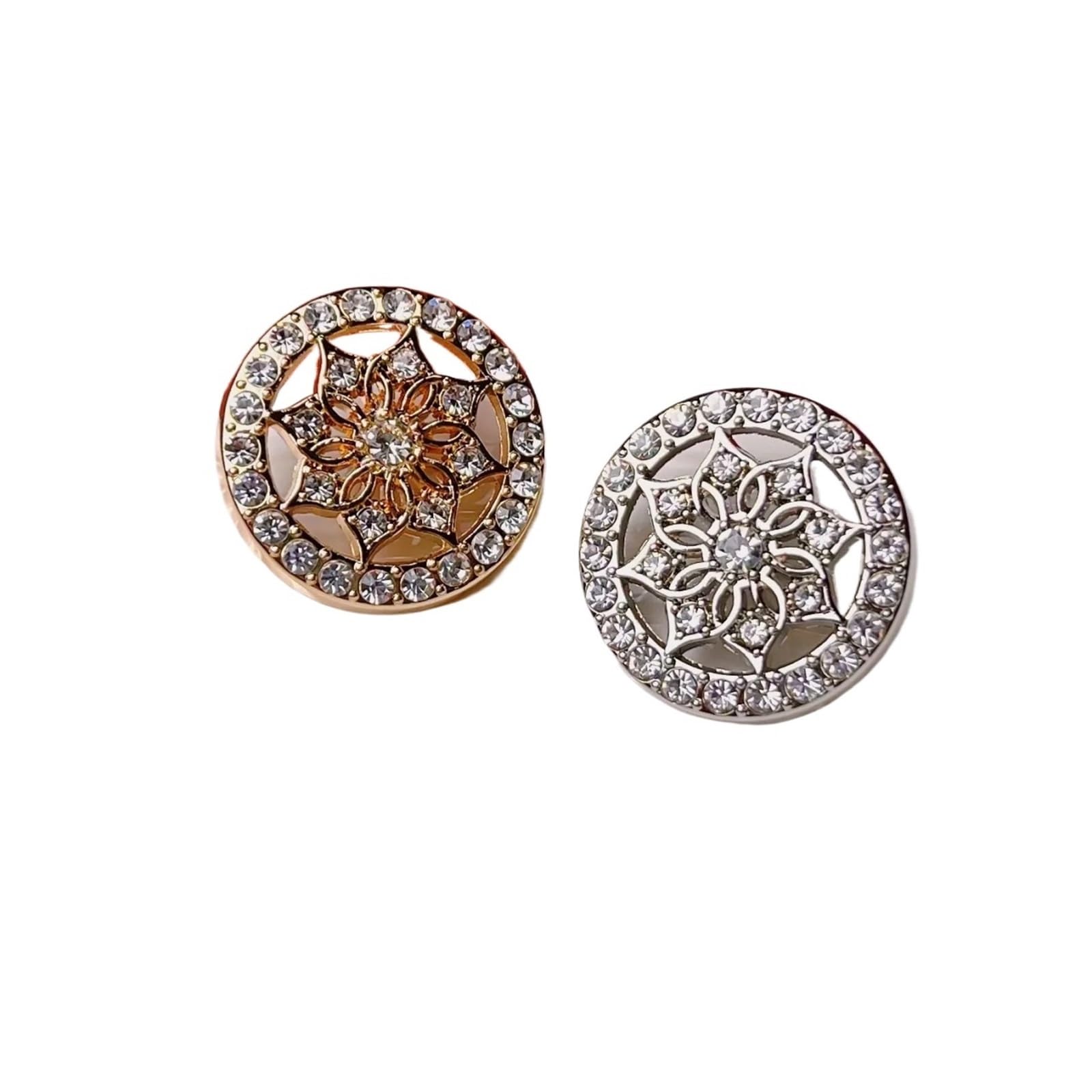 10 botones de metal con incrustaciones de diamante para costura, álbumes de recortes, manualidades, suéter, botón decorativo de 20 mm (dorado)