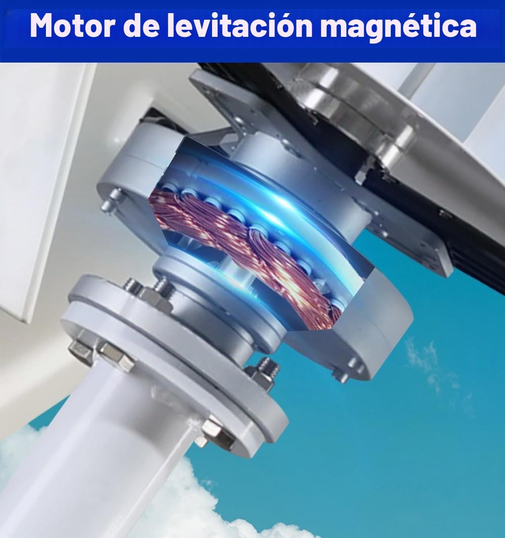 Kit de generador de turbina eólica vertical para el hogar, de bajo ruido, 10 000 W, 220 V, 12 V, 24 V, 48 V, sin núcleo, molino de viento vertical de bajas revoluciones con controlador (color: blanco)