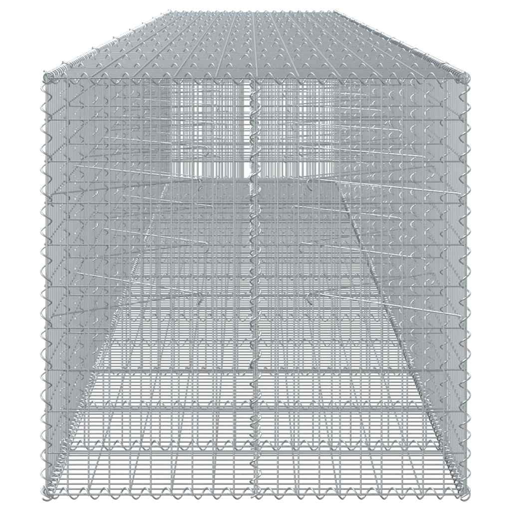 Kosz gabionowy z pokrywką 750x100x100 cm Żelazo ocynkowane | Montaż bez narzędzi, w zestawie haczyki dystansowe, do ściany nośnej lub dekoracji ogrodu