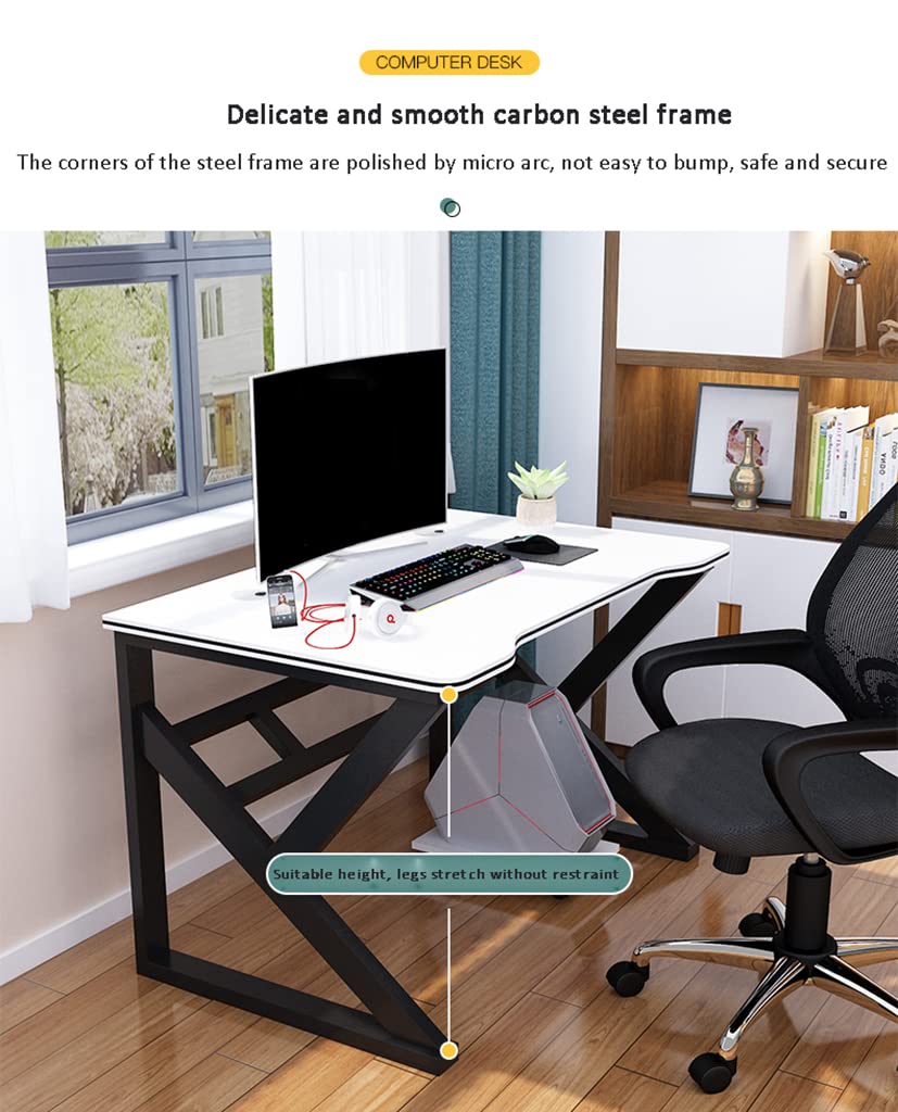 Biurko gamingowe, ergonomiczne biurko komputerowe do komputera, stacja robocza w kształcie litery K, komputer domowy, powierzchnia z włókna węglowego, stół, CL