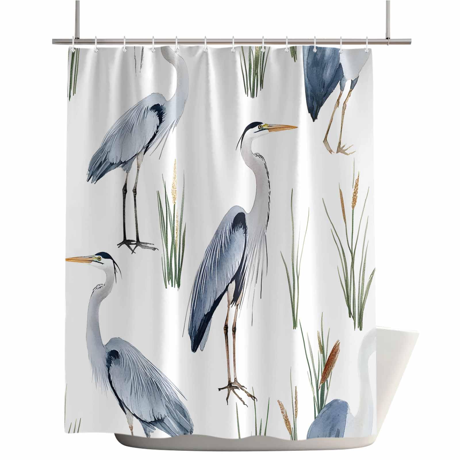 Shower Curtain, 72 x 72 Inches Shower Curtain Liner, Birds Heron in The Water Shower Curtains for Bathroom, Shower Stall & Bathtubs, Waterproof Polyester Fabric Shower Curtain Set