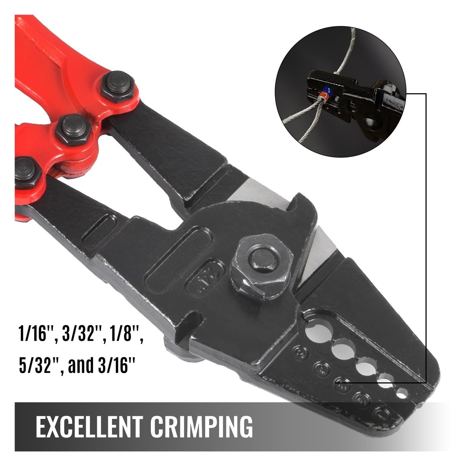 Pinza crimpatrice for cavi metallici da 24/30 pollici, manicotto isolato, pinza for in ​​alluminio e rame, doppio for pesca Per principianti del fai da te(30 Inch)