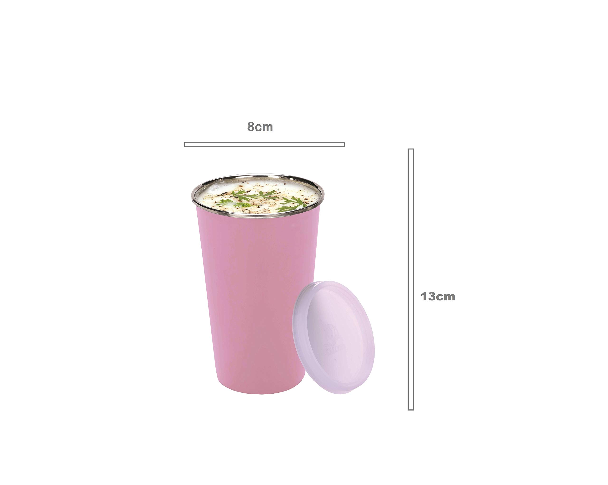 PDDFALCON Stainless Steel Glass With Straw And Straw And Lid - 1 Piece, Pink, 300 Ml 1