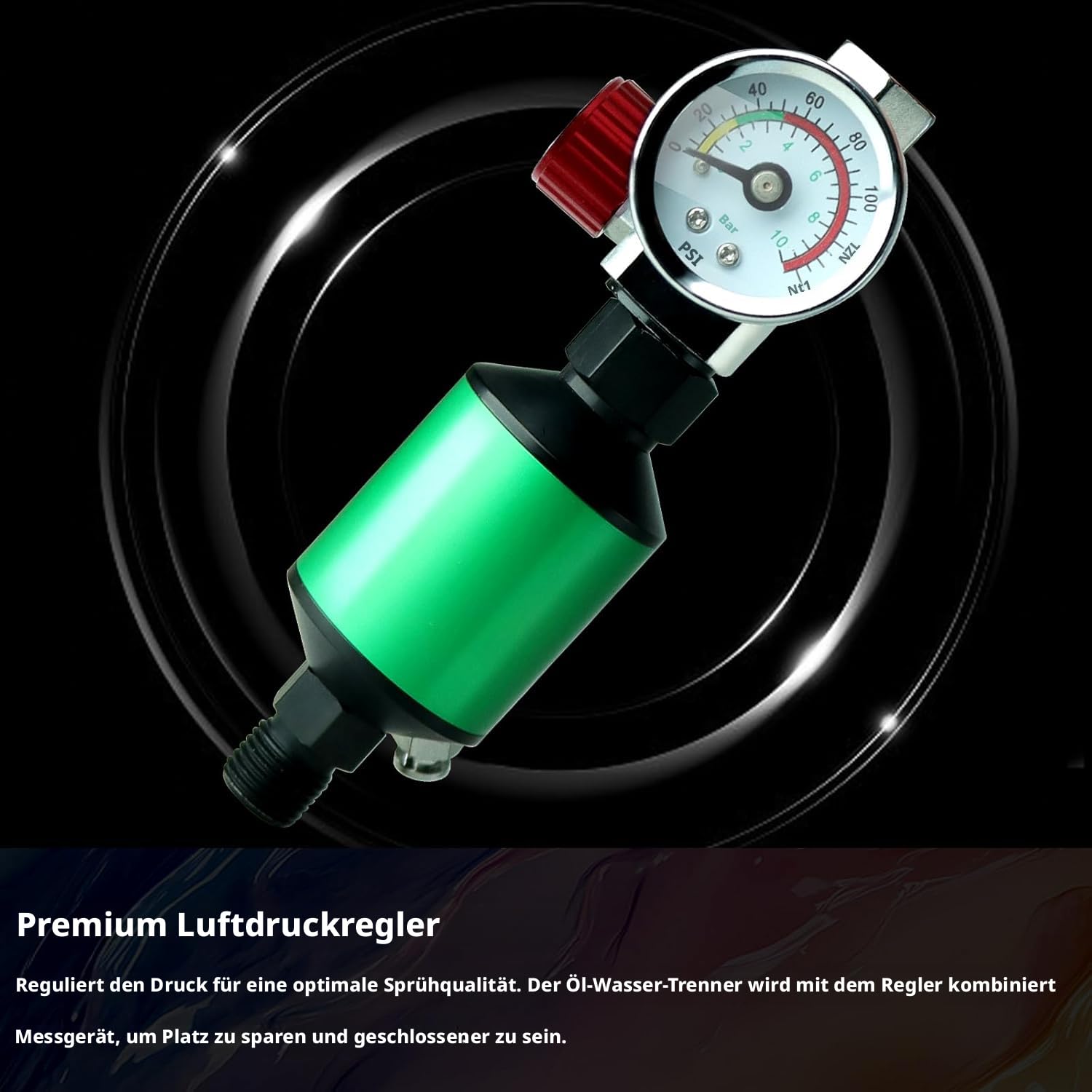 HVLP - Pistola a spruzzo per verniciatura, 3 ugelli da 1,4 mm, 1,7 mm, 2,0 mm, sistema di spruzzo professionale con 600 ml, tazza di plastica, 10 pezzi, 600 ml, con regolatore di pressione dell'aria