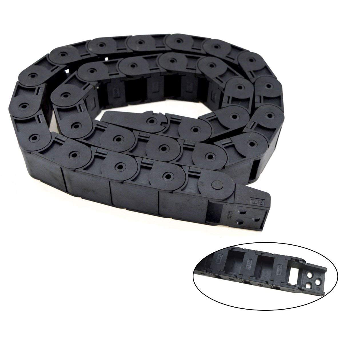 Length Black Plastic R38 18 x 50mm Open One Side Type Cable Drag Chain Wire Carrier for CNC Machine 1M