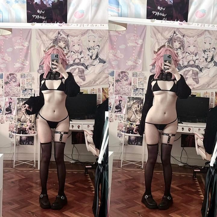 KORURACLUB Knitting Coziest Devil costume（7-Piece Set） Grey premium sweater cosplay lingerie for women cosplay costume