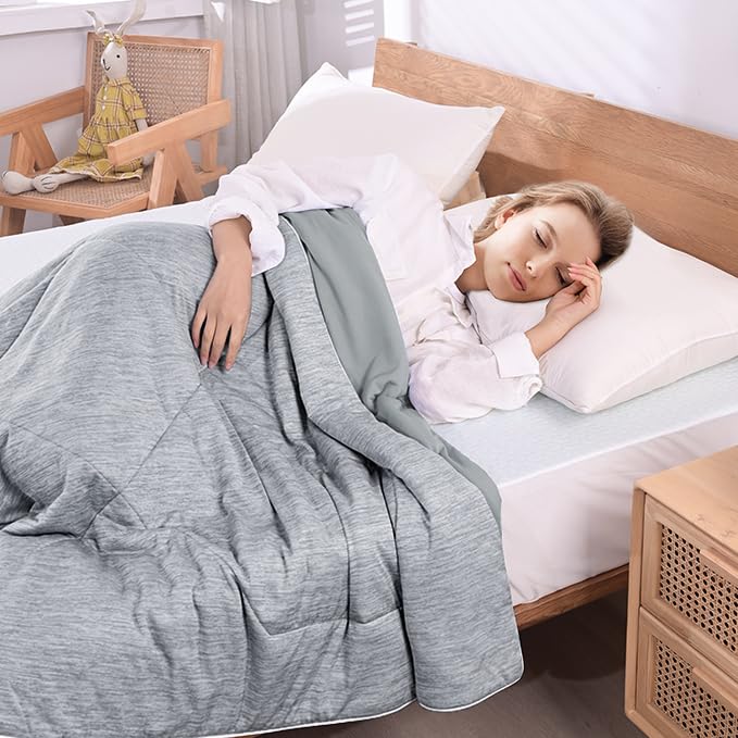 MH MYLUNE HOME Kühldecke Leichte Sommerdecke, Arc-Chill Q-Max0.458, 2in1 Kühlende Bettdecke 150x200, Sommerbettdecke Kuscheldecke Wohndecke Sofadecke Reisedecke Cooling Blanket (grau, 150 x 200 cm)