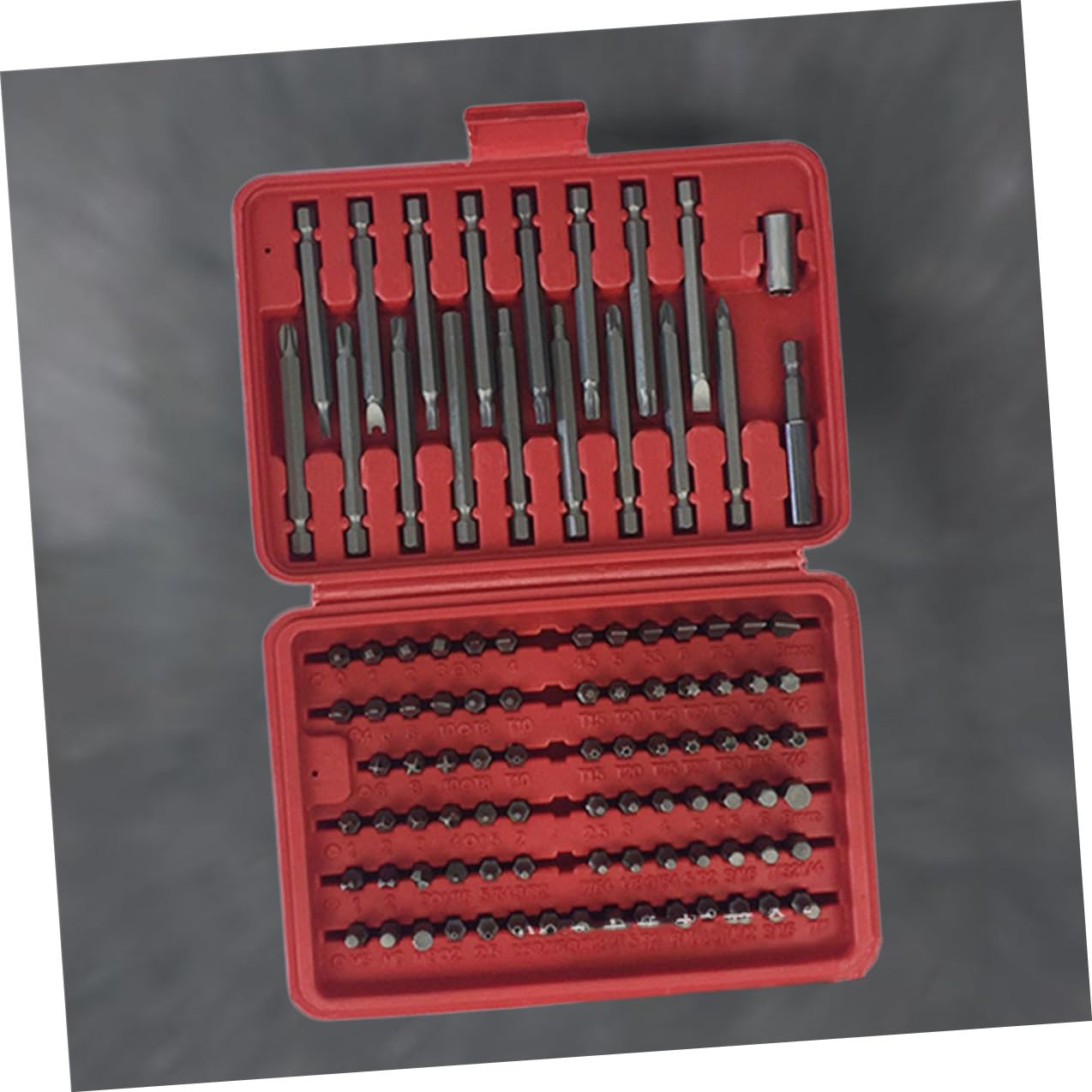 Ensemble D'embouts de Tournevis Boîte de Moulage sous Pression 98 Pièces en Métal Rouge, Haute Dureté, Multi-spécifications pour Réparation à Domicile