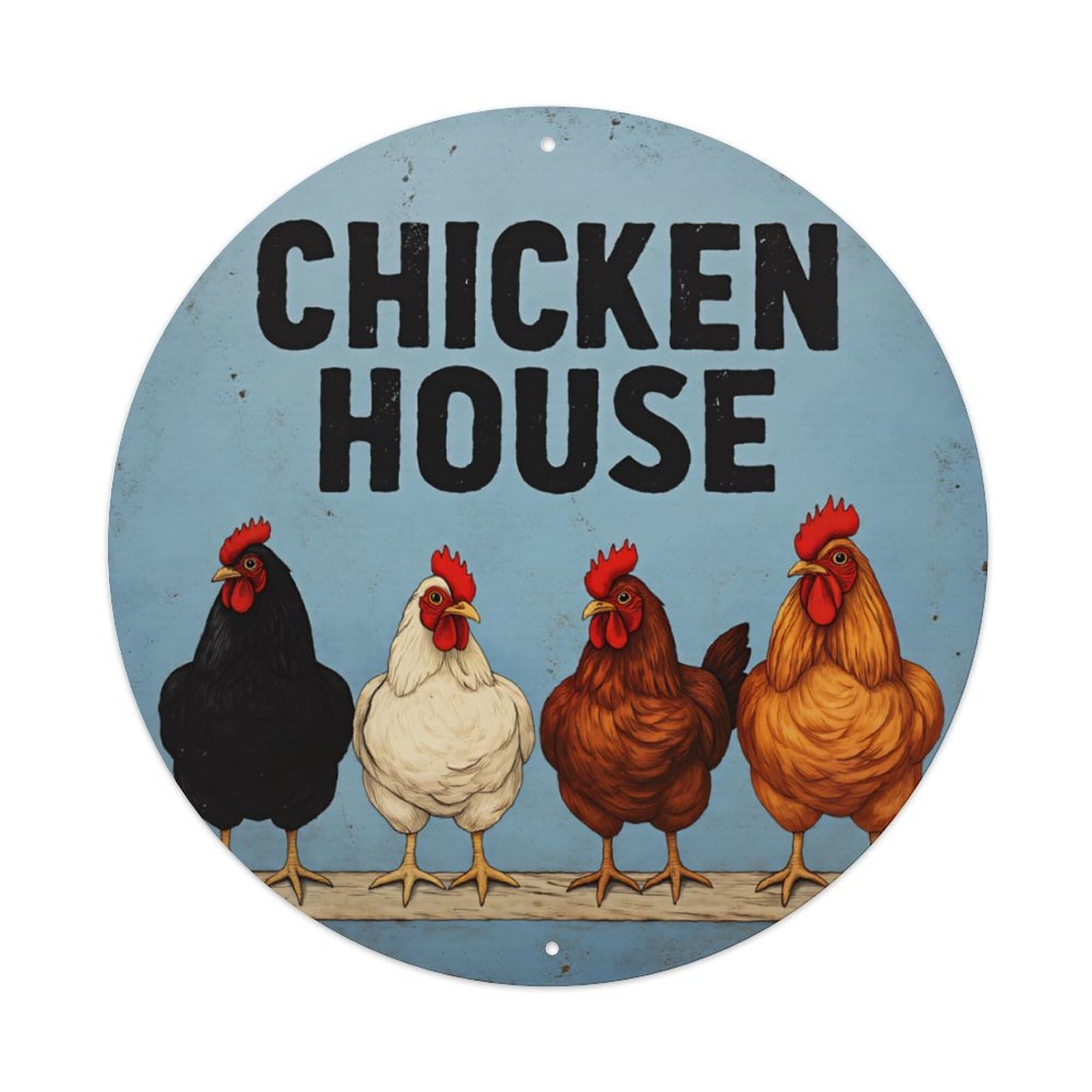 Ldfuieksufg Style Chicken House Farm Vintage Round Metal Sign Vintage Aluminium Metal Sign, Retro Wall Decor For Home, Bar, Garage & Farmhouse 20X20cm