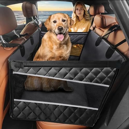 Pet Car Seat - Hard bottom, waterproof and durable dog car seat designed with comfortable material for small to large dogs. 74x56x35cm.