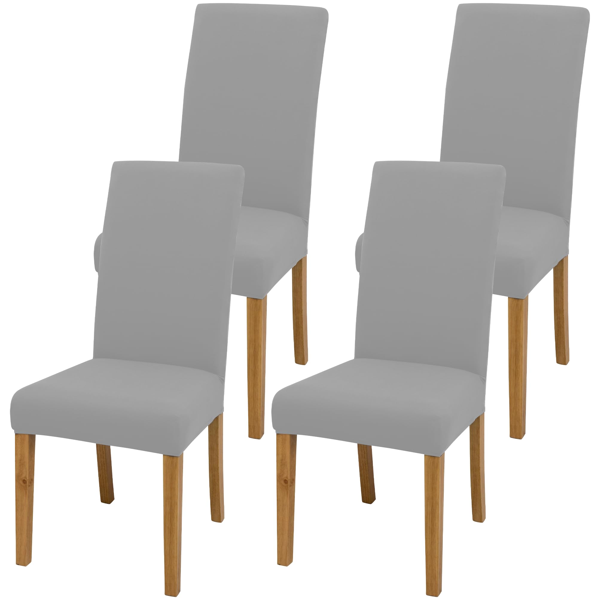 coprisedia con schienale、coprisedia elasticizzati、coprisedie antigraffio gatto、copri sedia da ufficio (set da 2/4/6 pezzi con schienale) per salotti, cucine, feste e hotel. (4, Grigio chiaro)