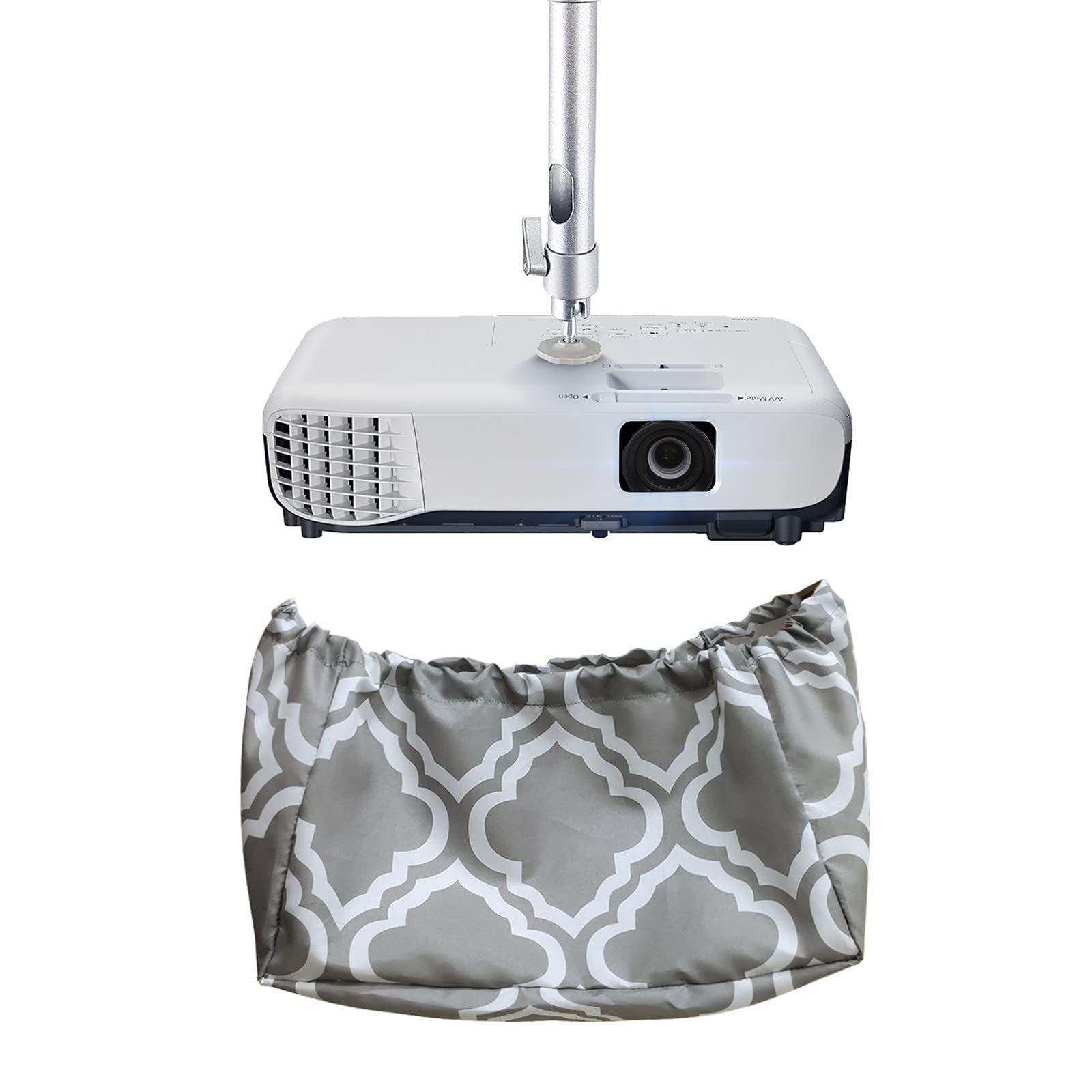 Housse de protection étanche et anti-poussière Lyirfan pour projecteur monté au plafond avec cordon de serrage gris
