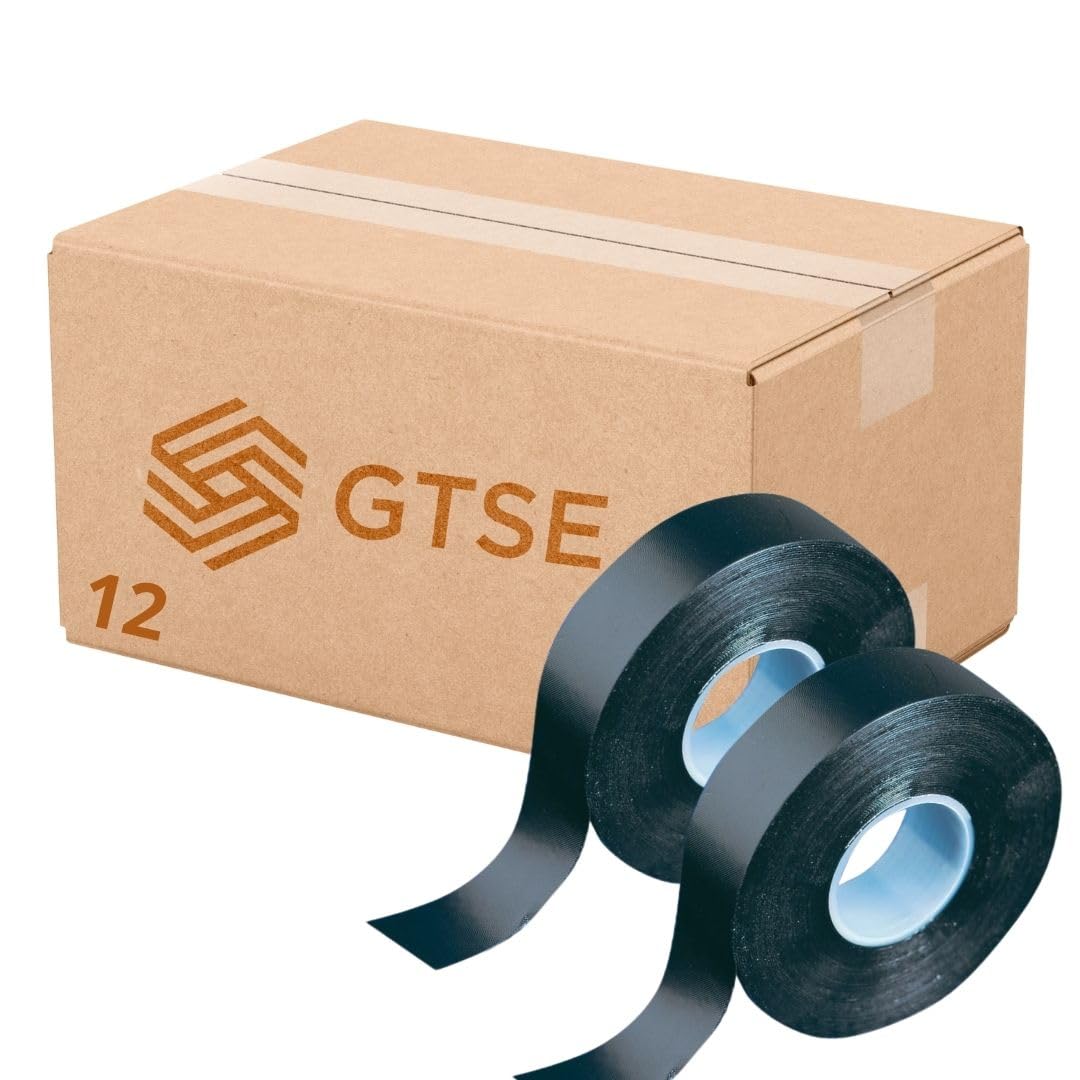 GTSE 12 Rolls Black Self Amalgamating Tape, 19mm x 10m, Waterproof Rubber Tape for Cable and Pipe Repair, Sealing Joints, and Insulating Electrical Connections