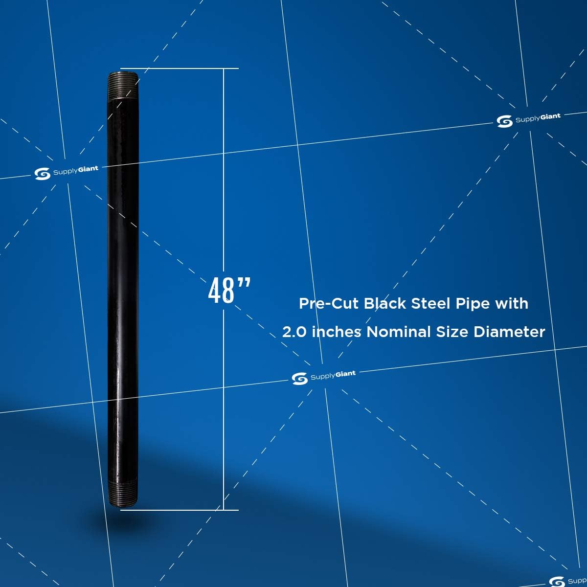 Suреr Sаlе 🛒 Supply Giant 2 Inch Black Pipe, Two Inch Malleable Steel Pipes Fitting Build DIY Vintage Furniture, 2 x 48 (Pack Of 5) Hоttеѕt Sаlеѕ Supply Giant 2 Inch Black Pipe, Two Inch Malleable Steel Pipes Fitting Build DIY Vintage Furniture, 2 x 48 (Pack Of 5)