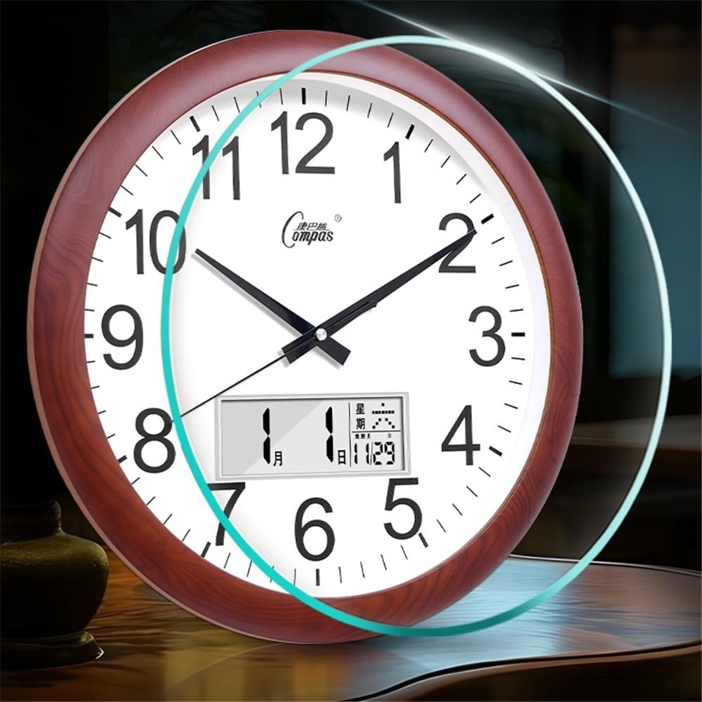 wanduhren 38 cm leise Wanduhr for das Wohnzimmer mit Datum, Moderne minimalistische nordische kreative Quarzuhr for Zuhause