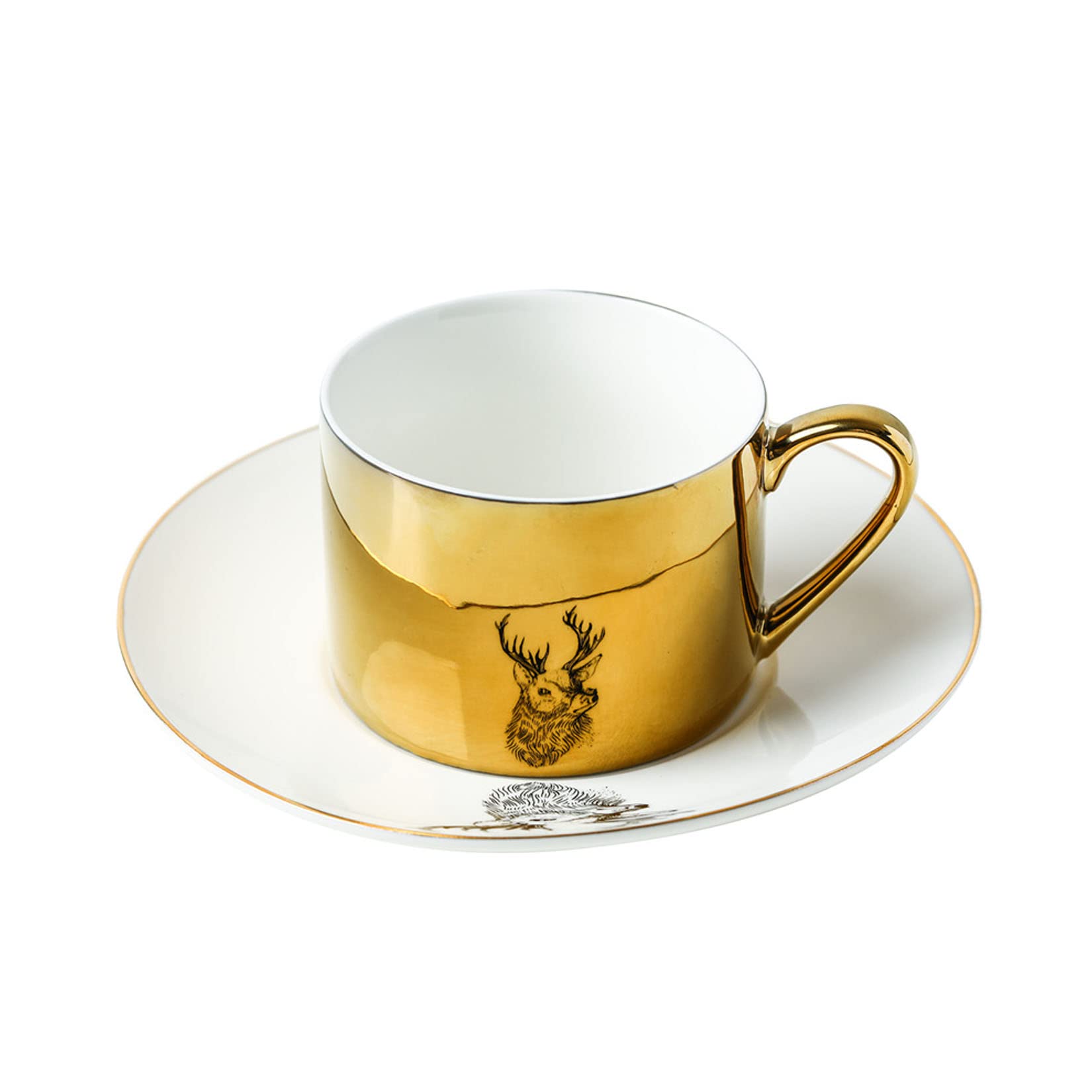 Persönliche Kaffeebecher, Espressotasse, Nachmittagstee-Tasse und Untertasse, Party-Teetassen, chinesisches Tee-Set, Mode-Büro-Kaffeetasse, Spiegel-Tierreflexions-Wasserbecher, Nachmittagstee-Keramik-