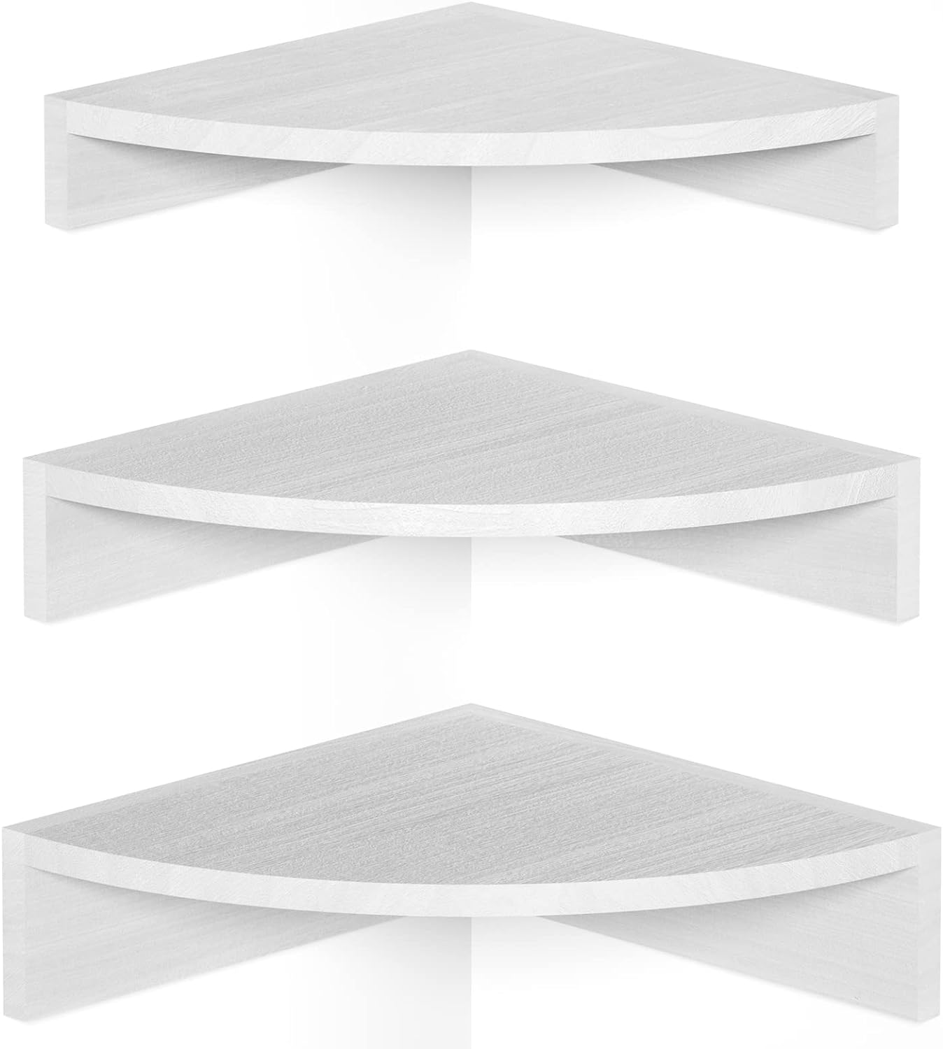 Alsonerbay White Corner Shelf Wall Mount, Set of 3 Floating