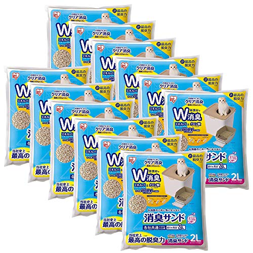 アイリスオーヤマ 猫砂 お部屋のにおいクリア消臭 猫用システムトイレ 消臭サンド 香付き ONCM-2LS 猫 2L×12袋 (ケース販売)