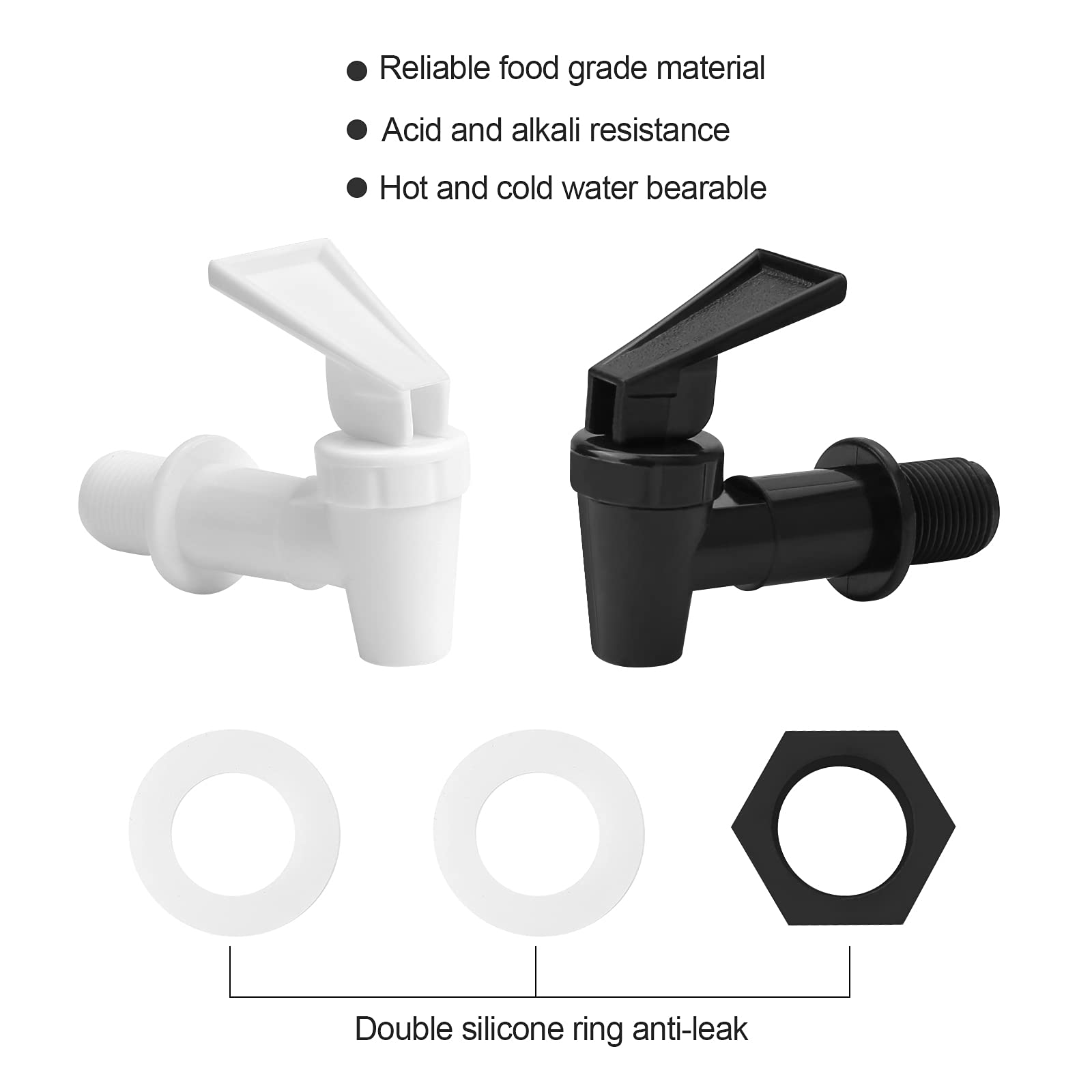 Set di 4 dispenser per bevande in plastica, per fusti di birra, bicchieri, caffè, succhi, fontana, in bianco e nero