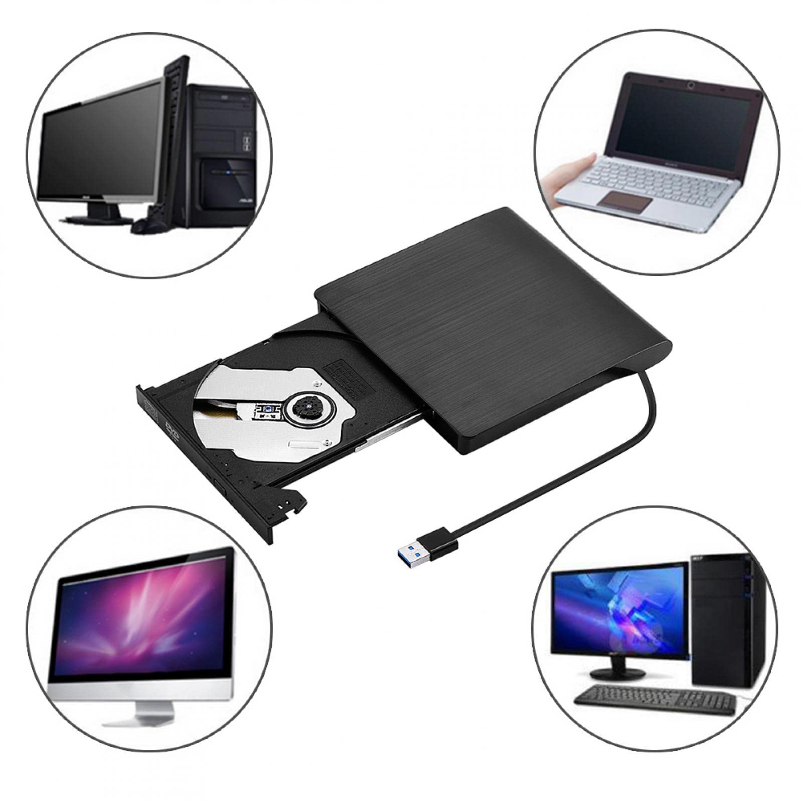 Computer Vcd ciciglow External CD DVD VCD Drive, USB3.0 Portable Ultra Thin | Shop ...
