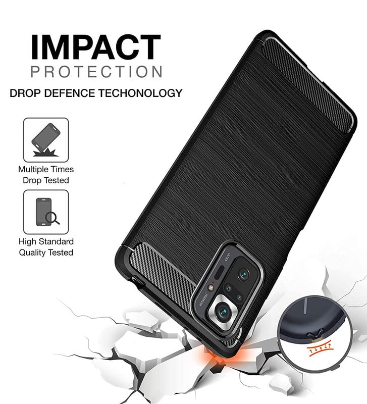 Image of Hybrid Carbon Fiber Back Case for Mi Redmi Note 10 Pro /Note 10 Pro Max (Black)