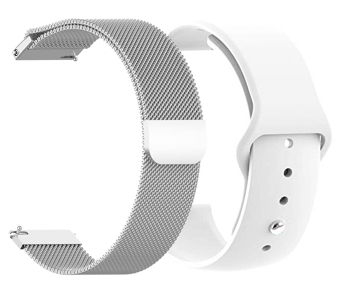AONES Pack of 2 Metal Chain Belt & Silicone Watch Strap Compatible for Noise Color Fit Icon Buzz Watch Strap White, Silver (B0CXPRG1Y9) Amazon Price History, Amazon Price Tracker