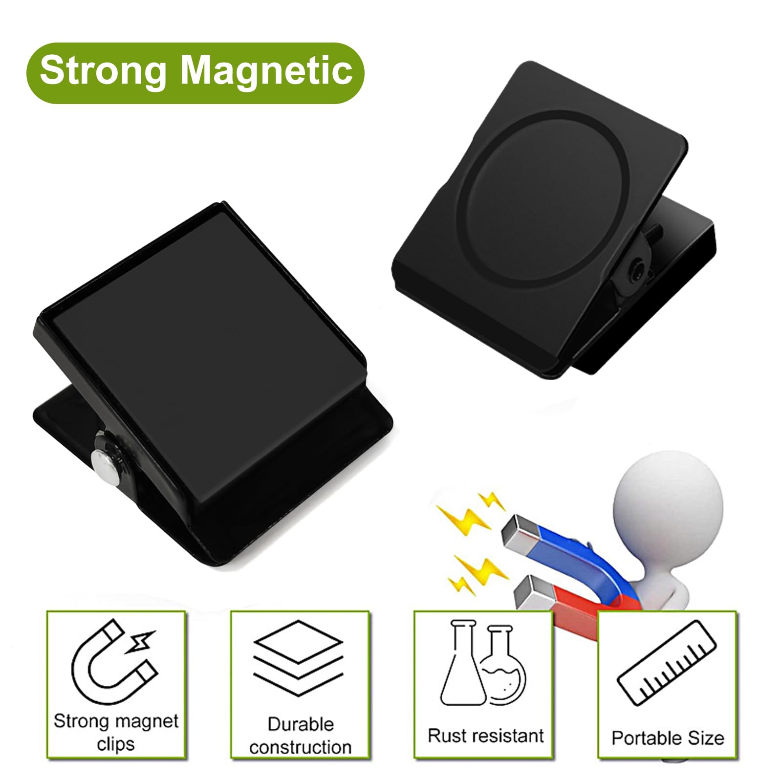 GUOKOFF Fridge Magnetic Clips, 12 Pcs Magnetic Metal Clips, Fridge Magnets Clip for Whiteboard Refrigerator, Home, Office - Image 3