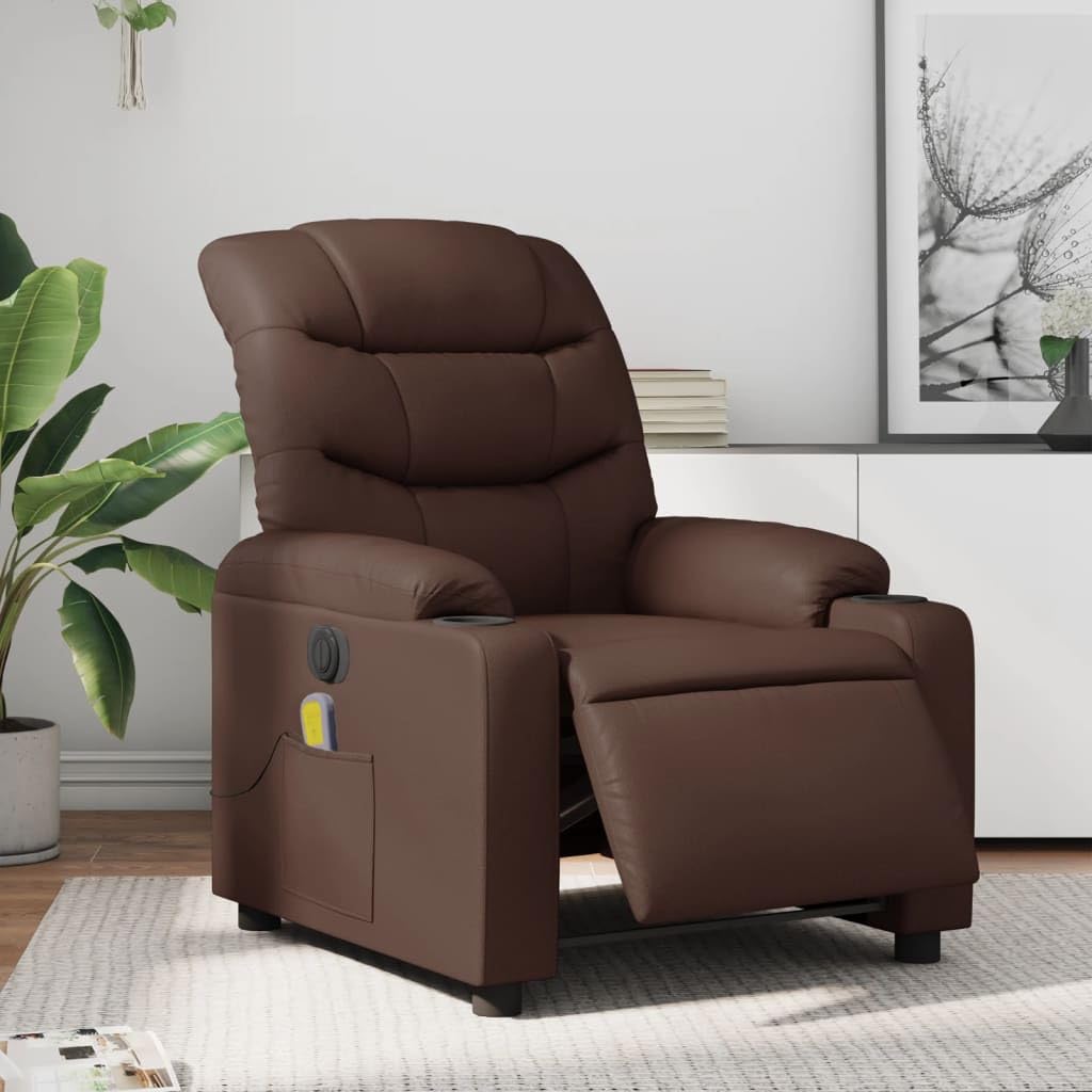 Homgoday Elektrischer Massagesessel mit Vibrationsfunktion - Kunstleder, Braun, 75,5 x 93 x 99,5 cm - Wohnzimmer Model3206594