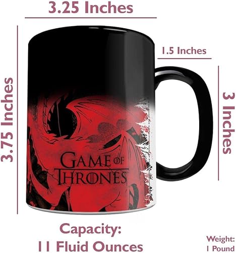 Miniatura 7 de Morphing Mugs Juego de Tronos Drogon Battle Una taza de cerámica que cambia de color de 11 oz Imagen revelada cuando se añade líquido CALIENTE!
