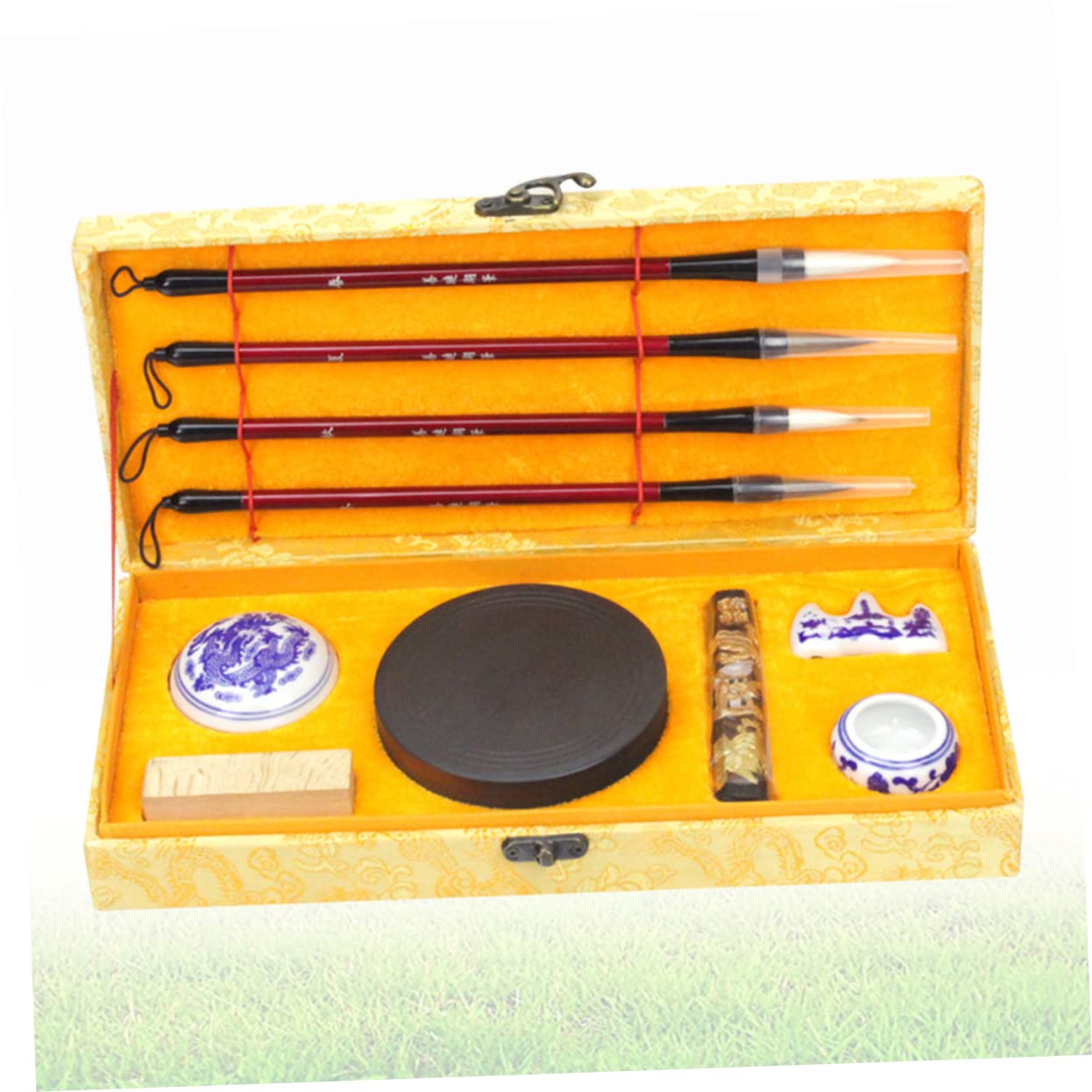 EXCEART Set di Pennelli per Calligrafia Cinese Pennello per Scrittura per Principianti Kit di Four Treasures Pennello per Scrittura Calligrafica Inchiostro in Stick Carta