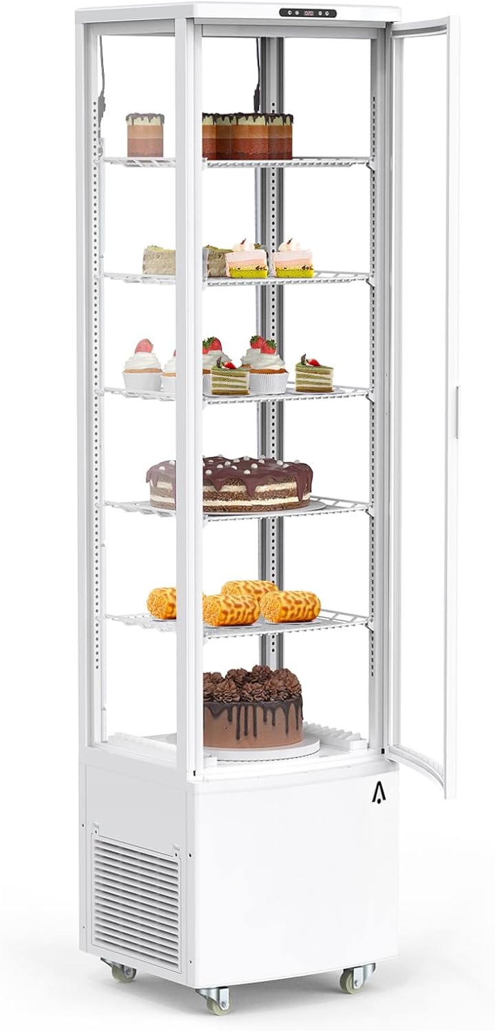 Garvee Commercial Refrigerated Display Case 10.5 Cu.Ft Freestanding Display Refrigerator with Adjustable Shelves, LED Lighting, Automatic Defrost Display Fridge for Bakery, Coffee, Supermarket